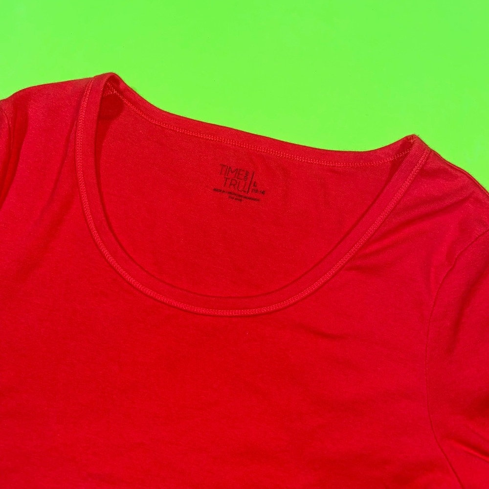 Time‎ and Tru Kids Red Short Sleeve Scoop Neck Basic Tee Shirt Size L 12-14